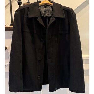 HUGO BOSS Black Pea Coat Cashmere-Wool